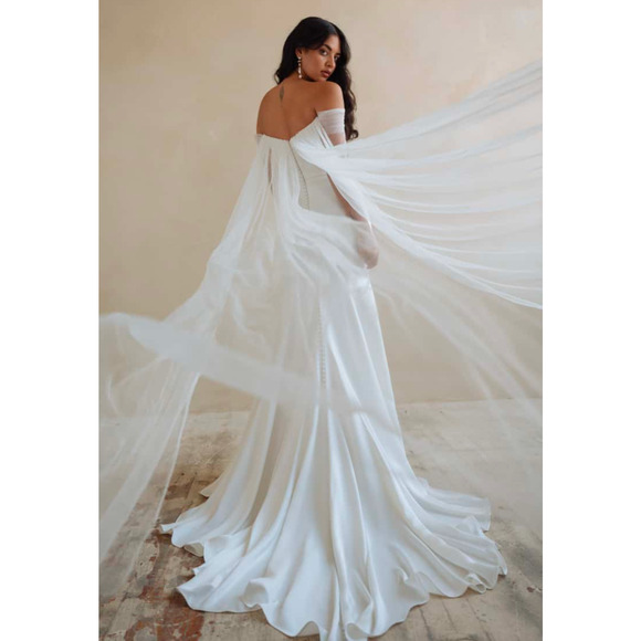 Jenny Yoo Olivia Wedding Dress Size 20 Ivory Off Shoulder Bridal Gown NWT - Picture 2 of 8